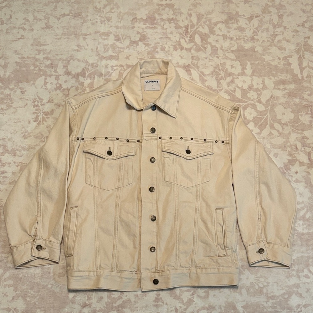 Old Navy Beige Jean Jacket with Studded Detail